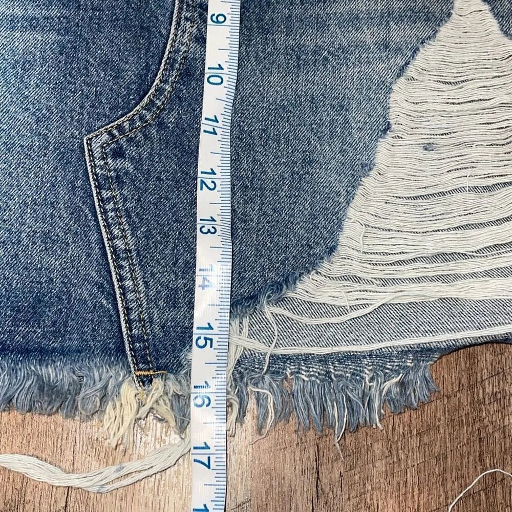Topshop Womens High Rise Distressed Extreme Rip Denim Skirt Medium Wash 6‎ NWOT - Image 7