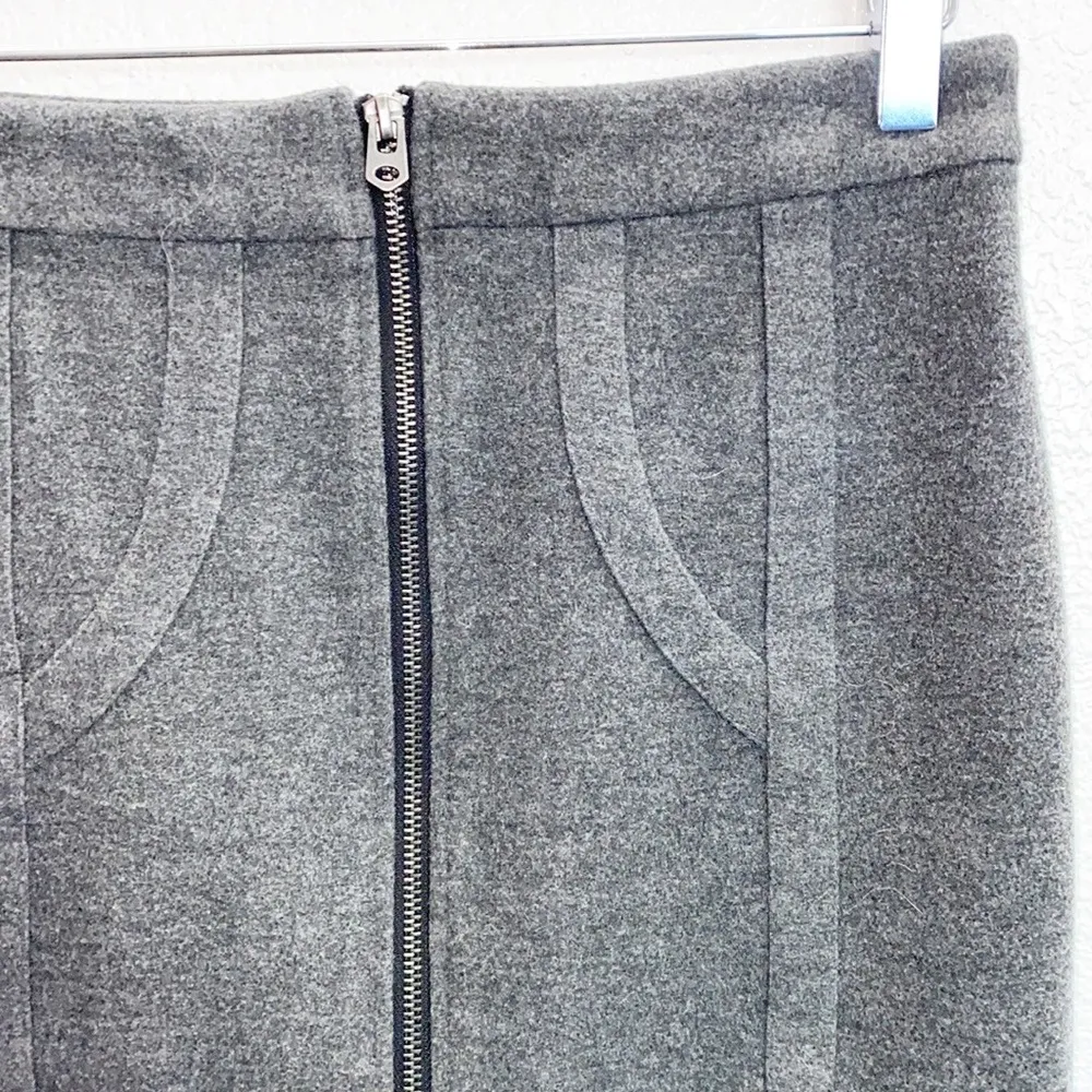 Shades Of Grey By Micah Cohen Gray Zip Front Career Business Pencil Skirt - Image 2