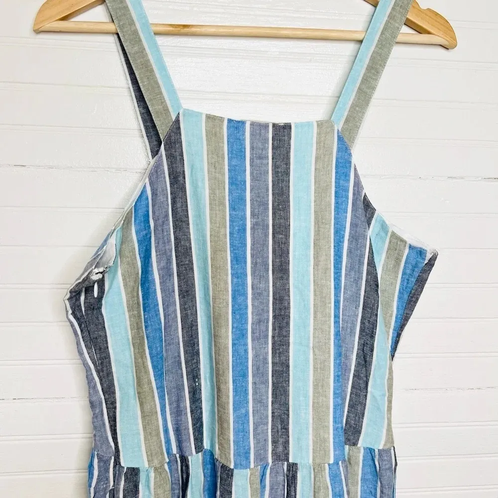 Caslon Women's Sleeveless Striped Maxi Dress Blue Size M Linen Blend - Image 3