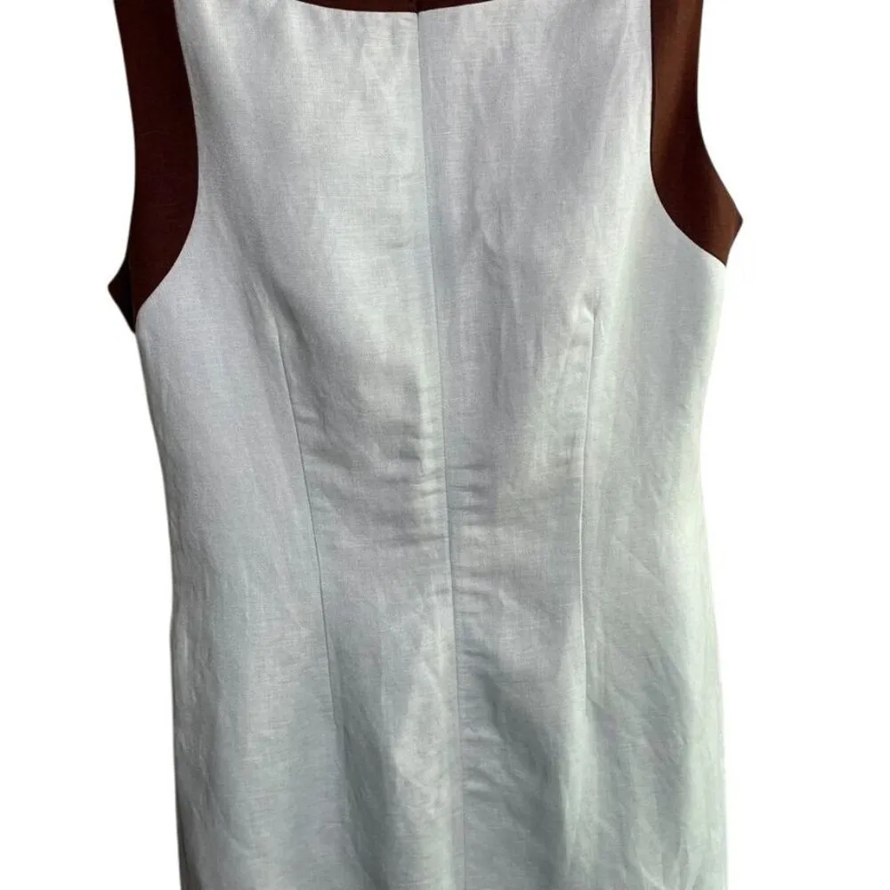 Willow Glenn Womens Career Shift Linen Dress Size 10 Sleeveless u Tiffany Blue B Brown - Image 7