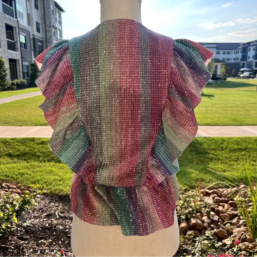 SAYLOR Darcie Multicolor Ruffle V-Neck Women's Top - Image 7