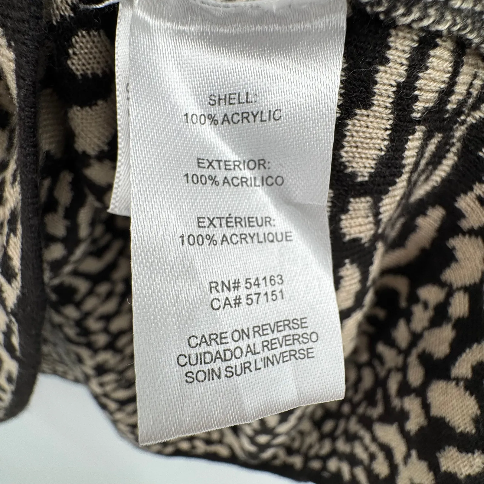 Calvin Klein sweater large cowl neck pullover leopard print tunic black tan - Image 8