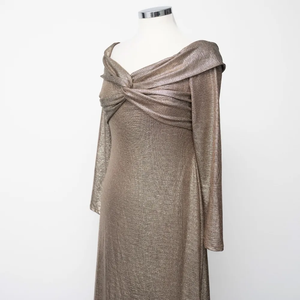 Lauren Ralph Lauren Metallic Gold Evening Gown • Off-Shoulder, Size 10 NWT - Image 7
