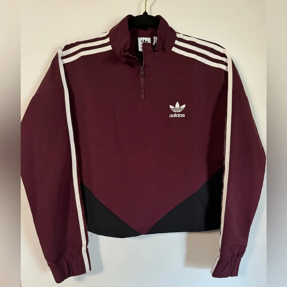 Cropped 1/2 Zip Windbreaker Maroon Size S - Image 4
