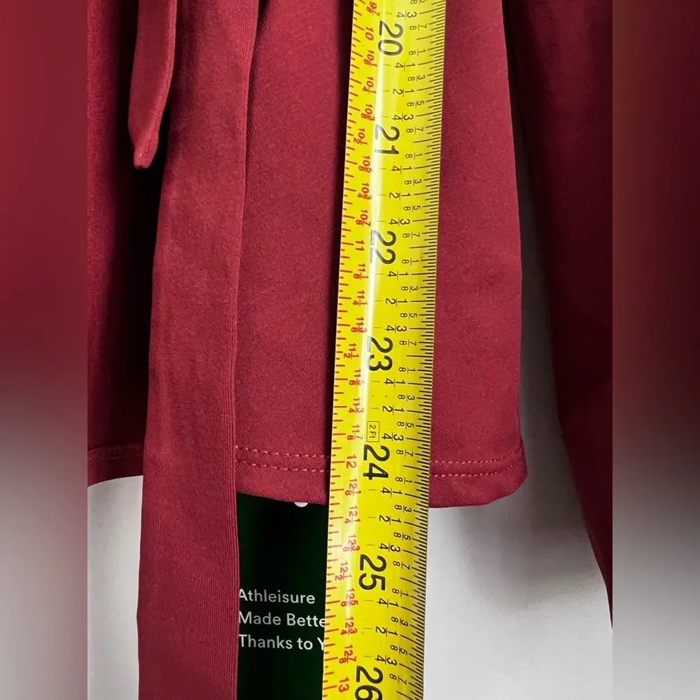 Halara Shawl Collar Wrapped Tie Side Ruffle Hem Work Blouse Reddish brown XL - Image 7