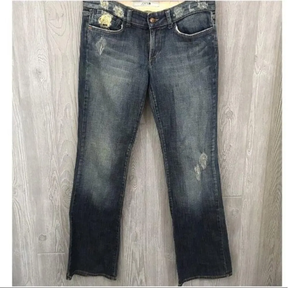 Joe's jeans size 30w distressed dark wash denim blue jeans straight leg - Image 4