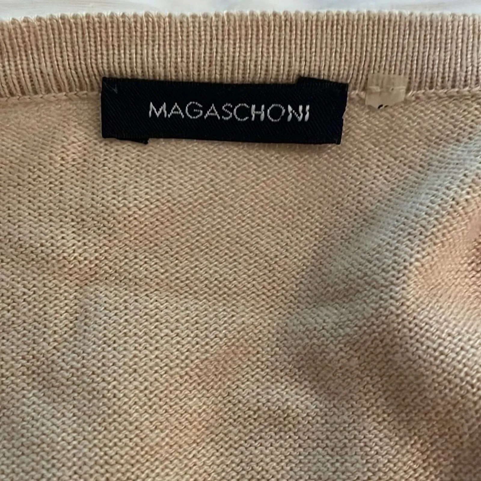 Magaschoni Beige Knit Open Cardigan Sweater Vest Womens Size Small? Lagenlook - Image 2