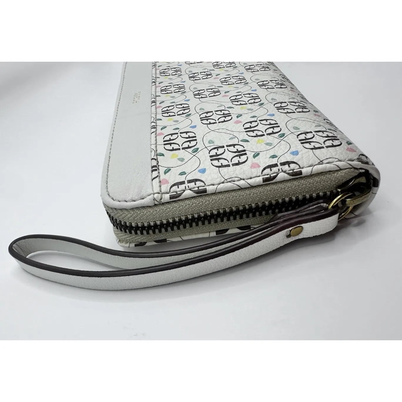 Fossil Jori Zip Clutch Wristlet RFID‎ Wallet Neutral Floral Multi Color New - Image 13