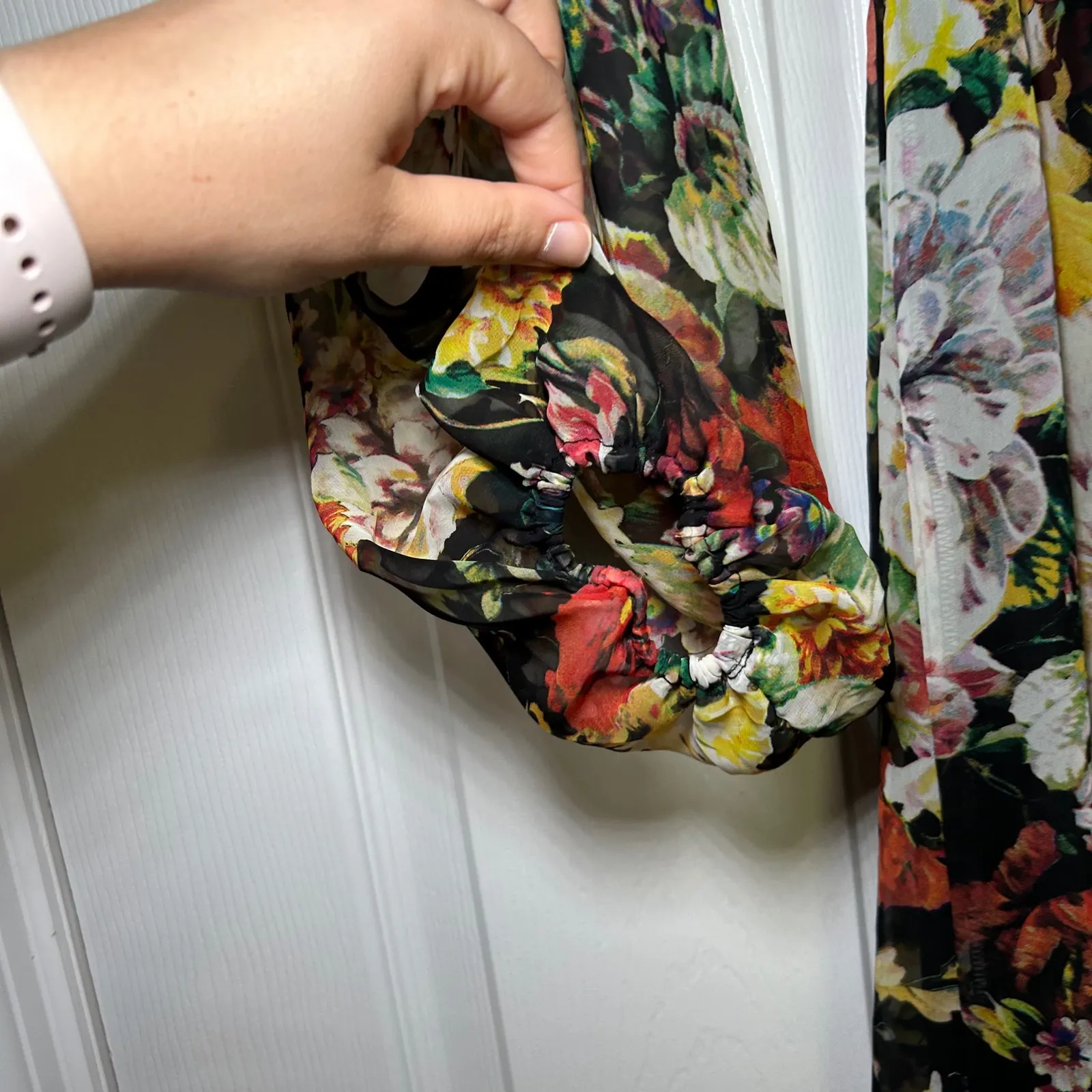 Show Me Your Mumu Floral Maxi Dress Long Sleeve Plunge Neck Womens S Event Party - Image 3