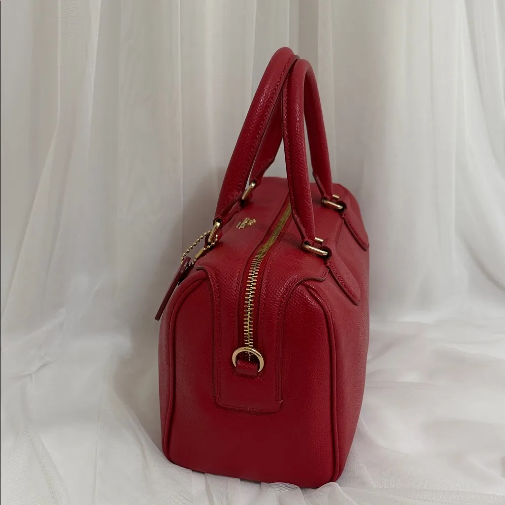 Coach Leather Satchel (Cherry red) - Image 6