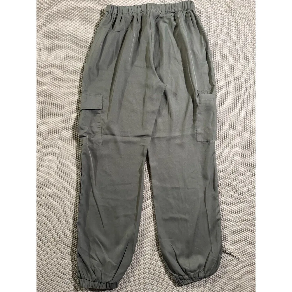 ALLIE ROSE Women's Black Lightweight Green Joggers‎ Cargo Size Medium - Image 5
