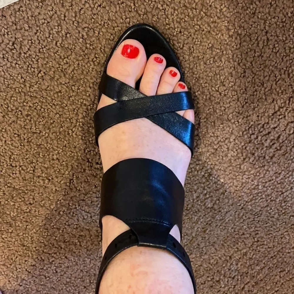 Belle by Sigerson Morrison Black Leather Ankle Strap Sandals Black Size 8 - Image 9