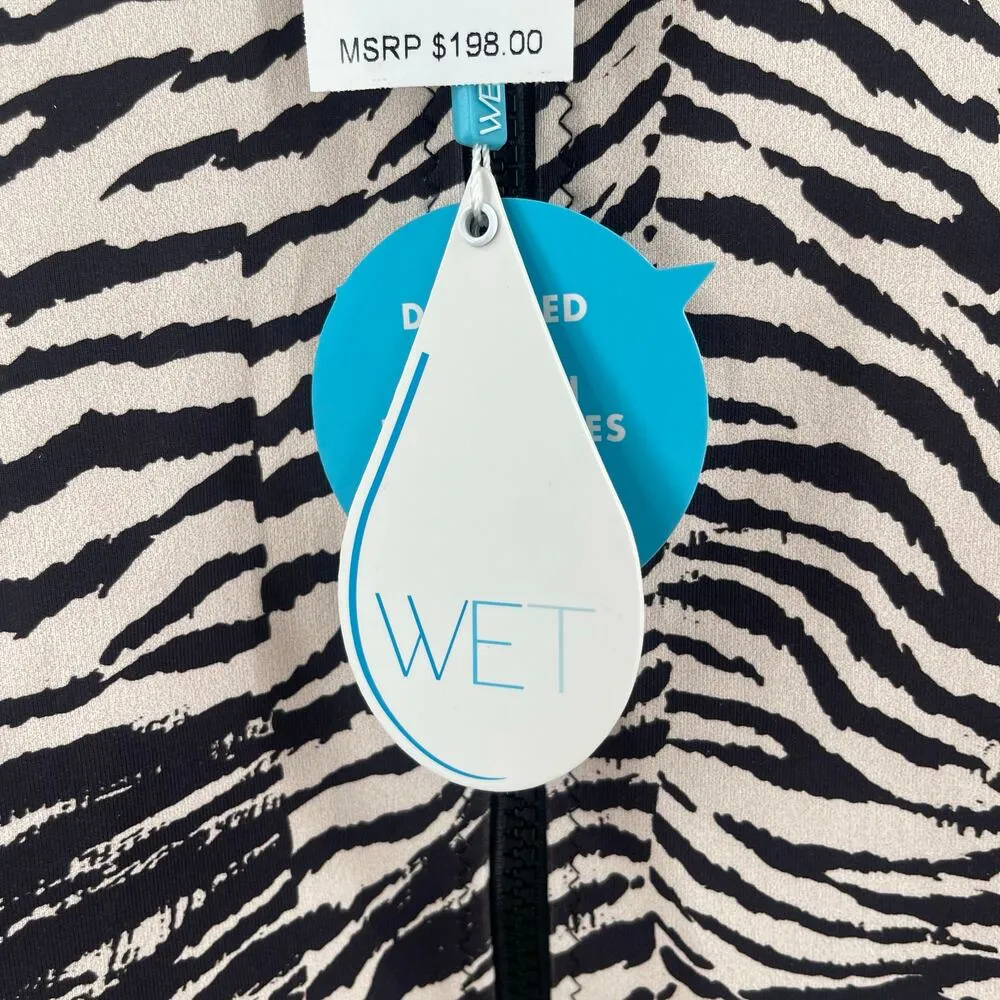 WET SWIMWEAR Eliana Rashguard Wetsuit Size Extra Small NWT Zebra Mesh Surf Scuba Black - Image 7