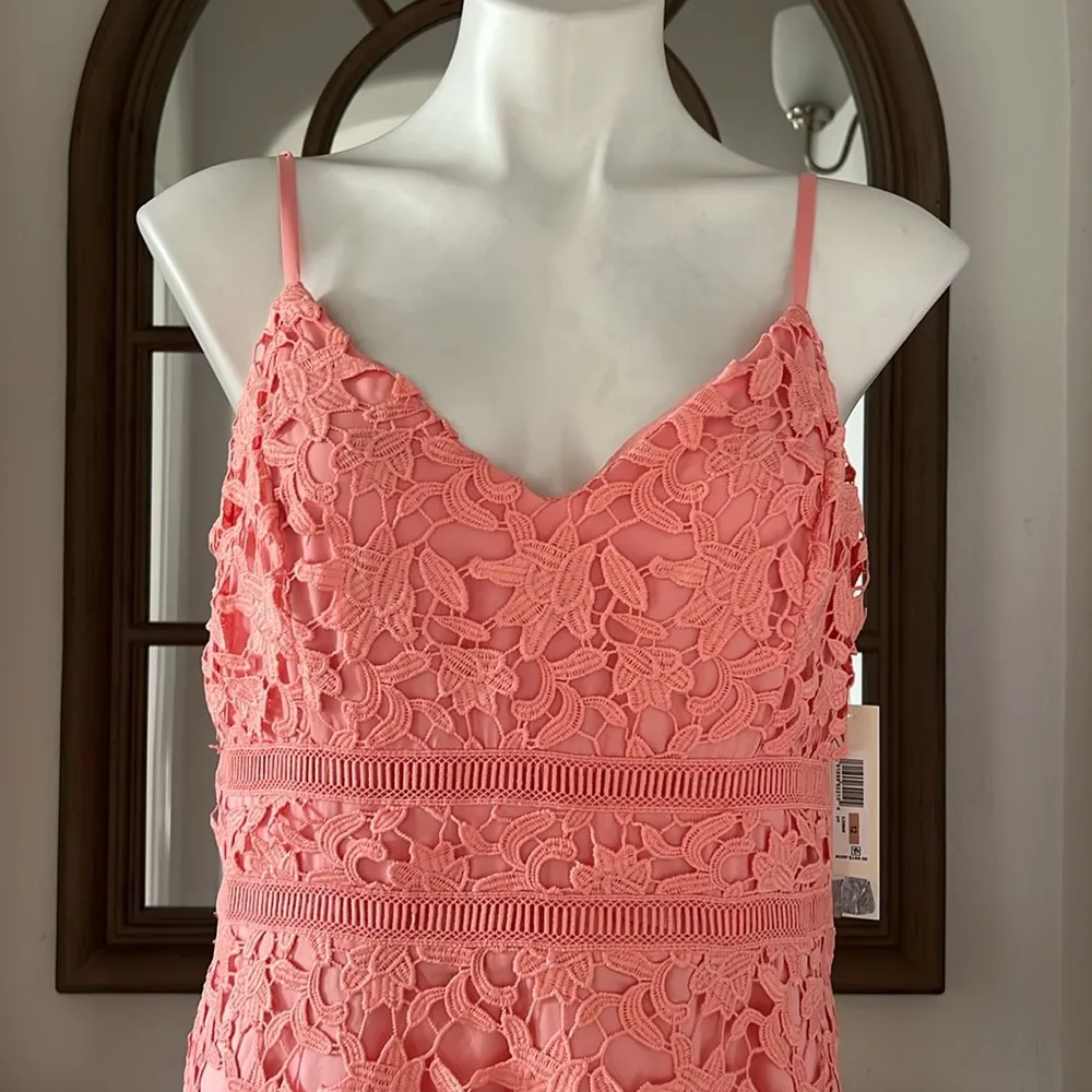 Eliza J. Asymmetric Hem Lace Dress in Pink, Size 12 New w/Tag - Image 9