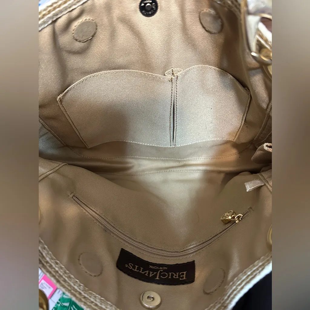 Eric Javits Straw Rattan Tote Shoulder Bag Tan - Image 8