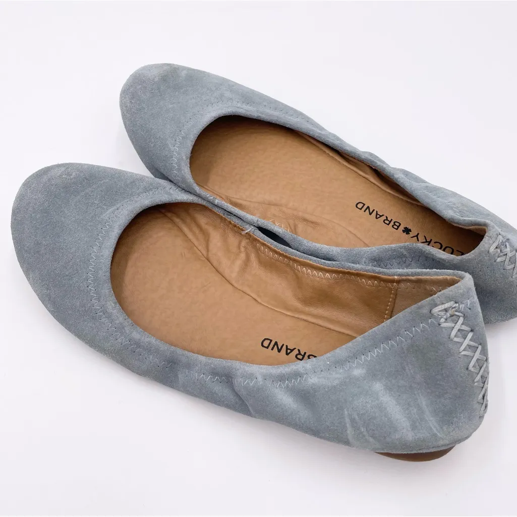 Lucky Brand Emmie Ballet Flat Shoes Women's Size 9 Baby Blue Suede Slip On - Image 5