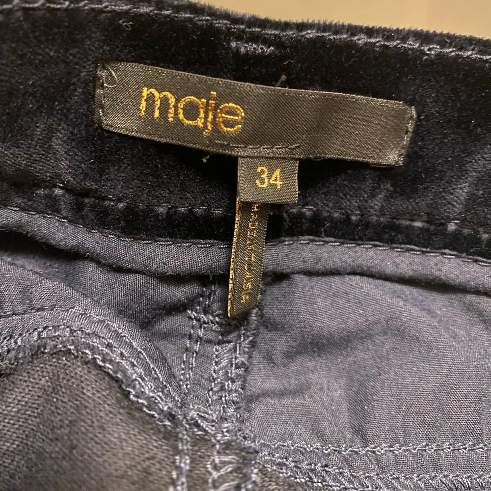 Maje Blue Velvet Slim Fit Skinny Stretch High Rise Pants Size 24/XS/0 - Image 5