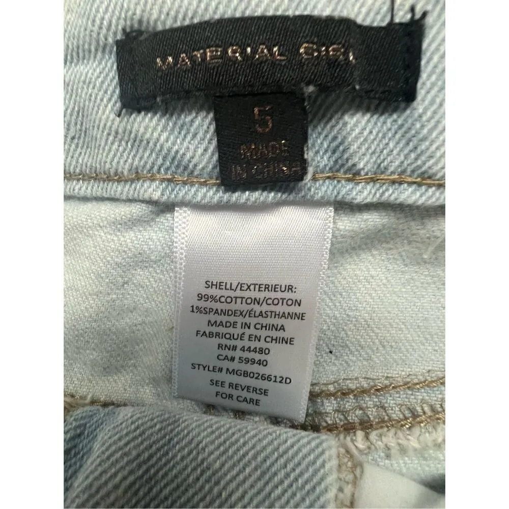 Material Girl * distressed* Fringe hem * Denim Shorts Sz 5 NWT - Image 3