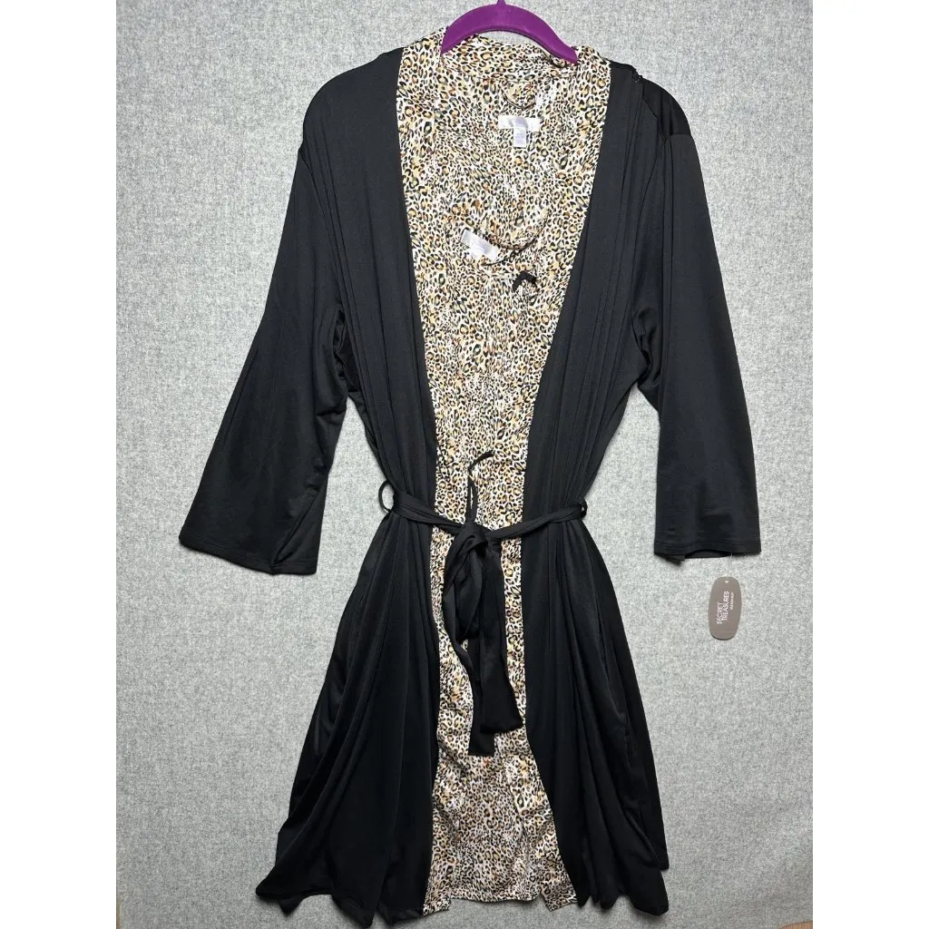 New Secret Treasures XL Lingerie Nightgown Robe Set Animal Print Knee Length - Image 2
