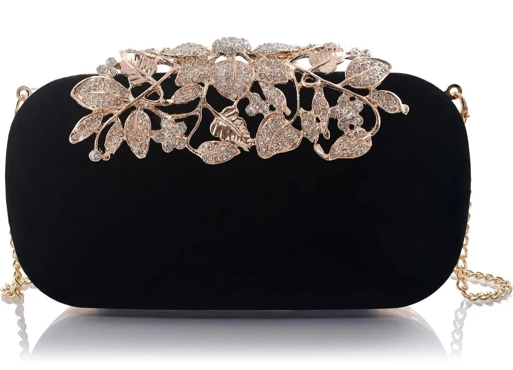 ⚡ Women's Black Crystal Rhinestone Evening Formal Party Clutch Bag - Image 1