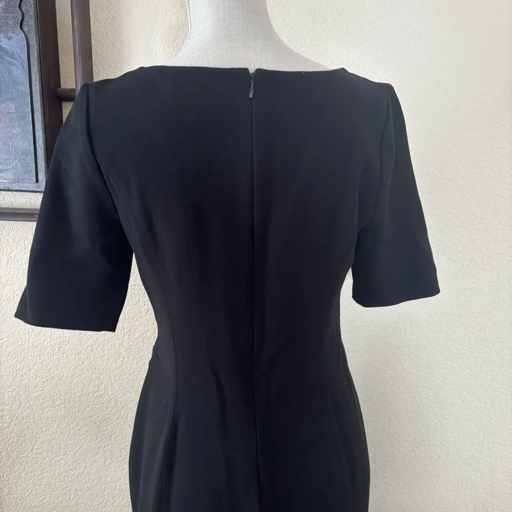 White House Black Market Black Lace Up Midi Sheath Dress Size 10 - Image 9