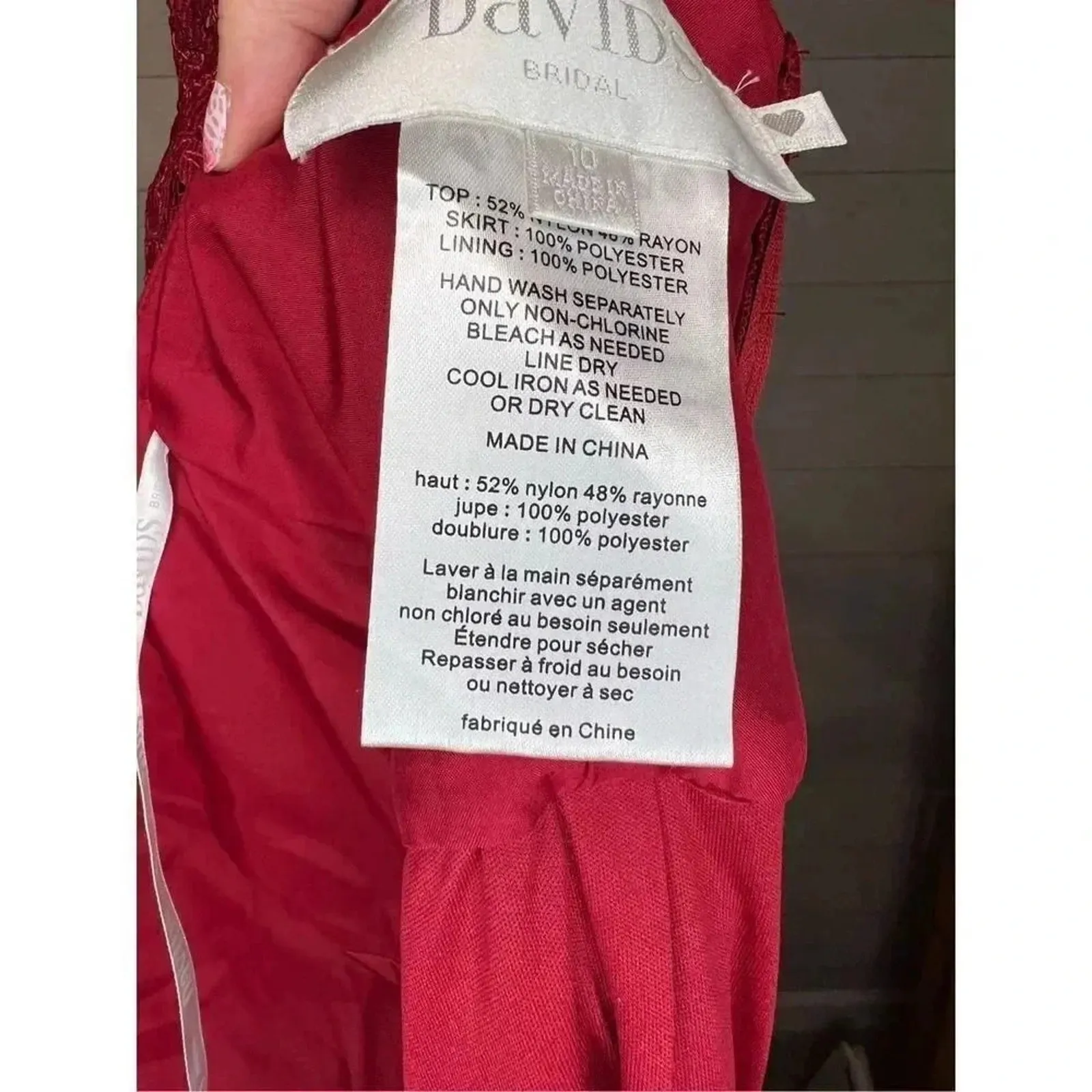 David’s Bridal apple red layered lace tea length  dress Size 10 - Image 6