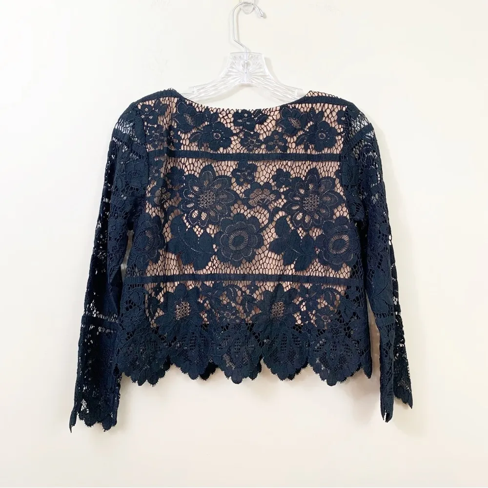 For Love and Lemons Gianna Lace Black/Nude Crop Top - Image 10