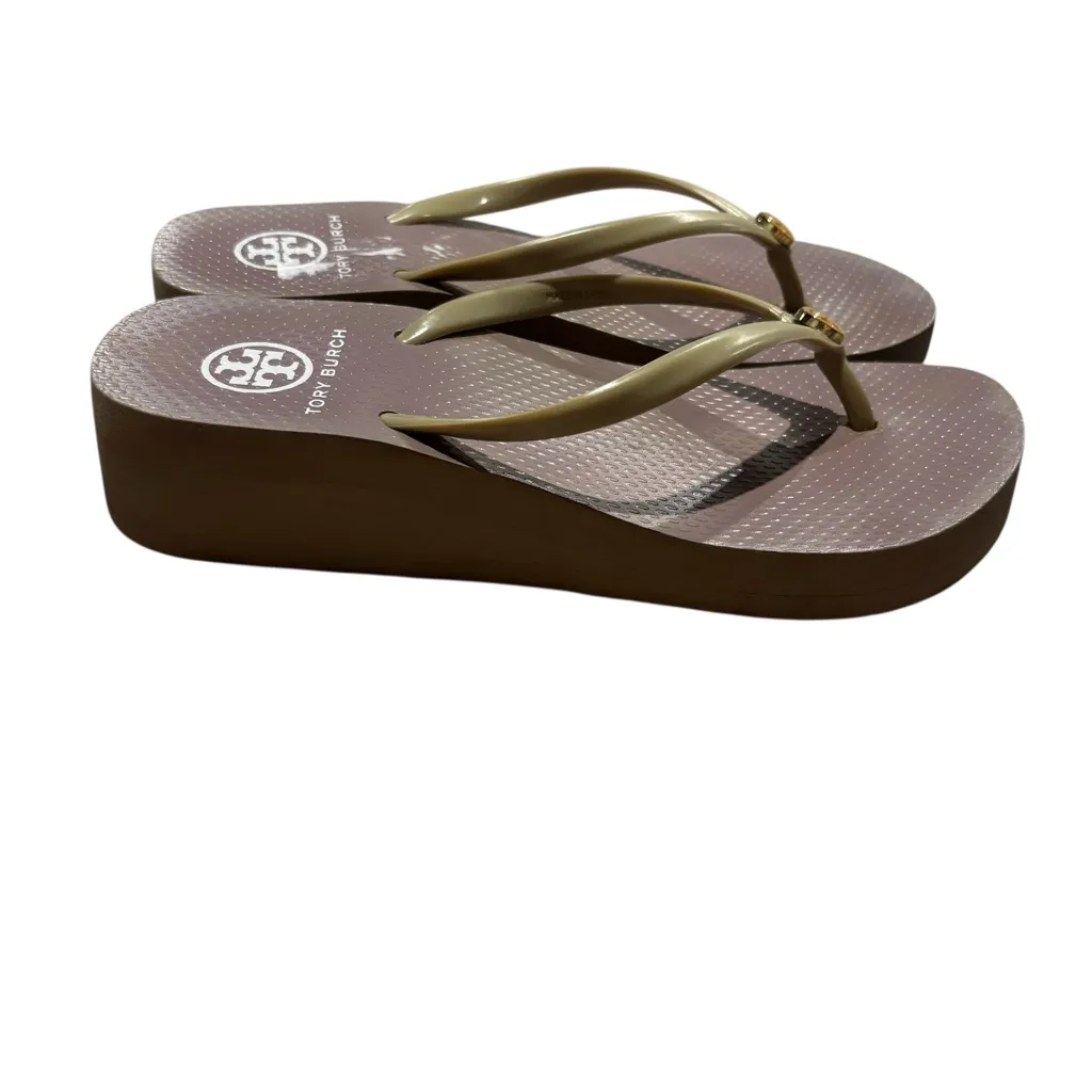Tory Burch Brown platform wedge flip flop Sandals - Image 10