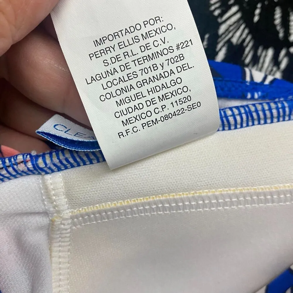 Clean Water Womens Small Blue Floral Print Halter Tankini Swim Tank Top Padded - Image 4