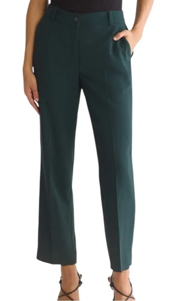 Rebecca Taylor Cigarette Pants Emerald Green 6 Slim Fit Ankle Crop - Image 1