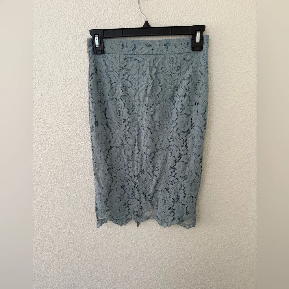Lulus Just like a Dream Mint Blue Lace Pencil Skirt XS Gray - Image 2