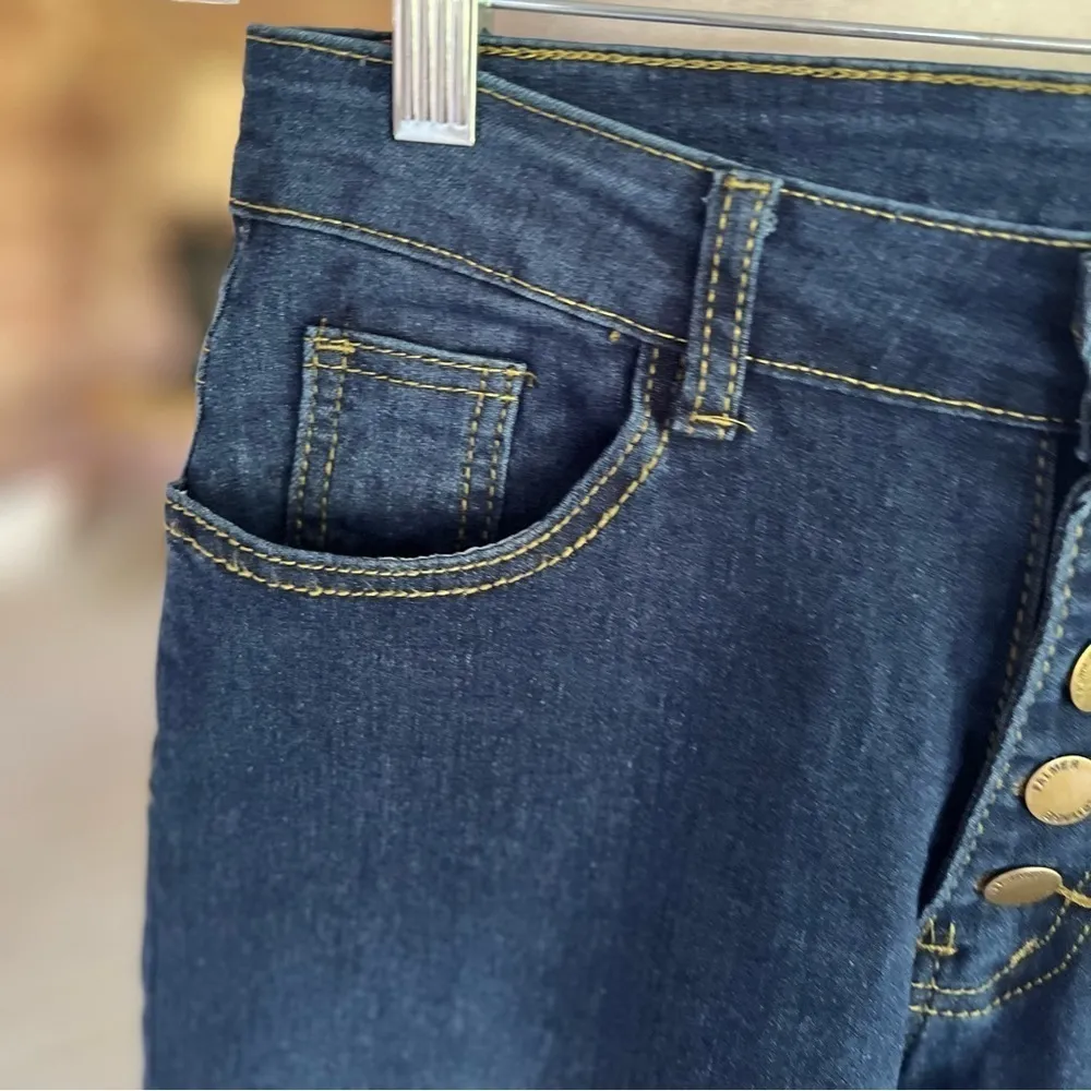 Heritage Falmer Jeans Cropped Flared Size 6 Blue 5 Button Fly High Waist Faded - Image 4