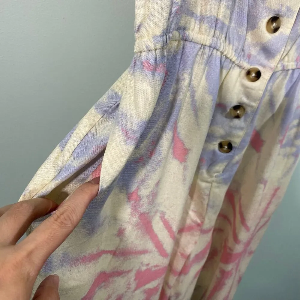 Modcloth Pink & Purple Tie-dyed Every Waking Momentum Wide Leg Jumpsuit Size L - Image 6