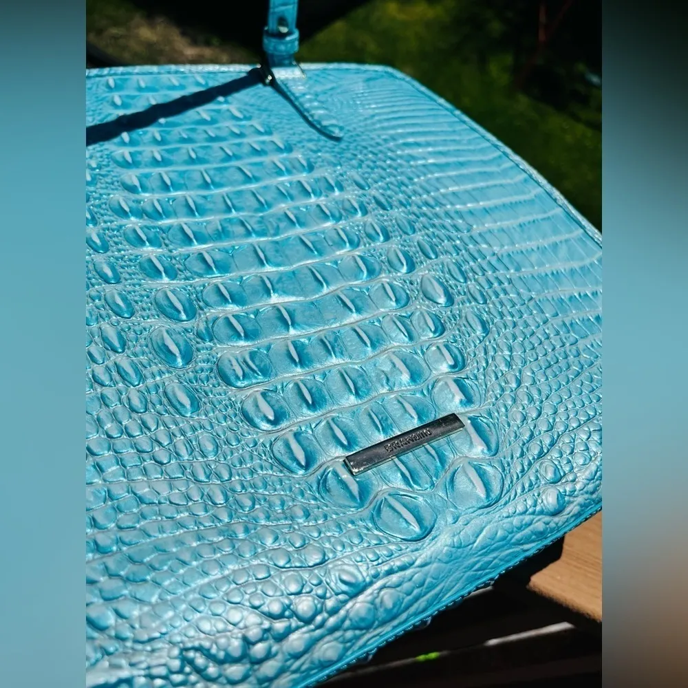 Brahmin Tia Tote – Dusty Blue Melbourne – Croc Embossed Leather – NWT - Image 6