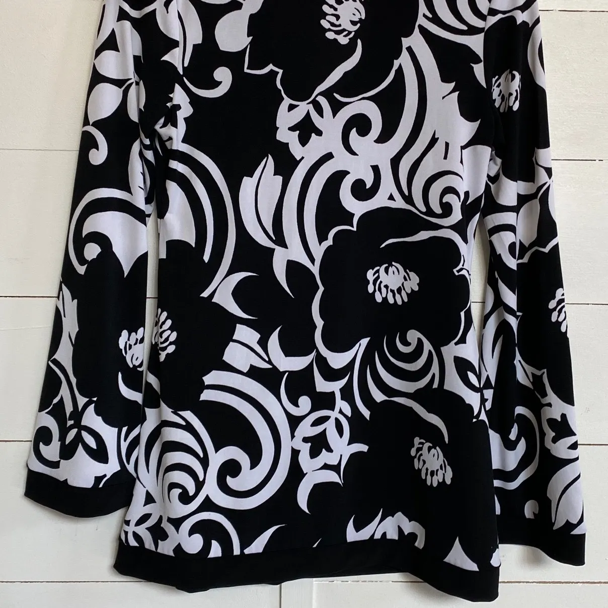 White House Black Market Tunic Floral Print Scoop Horseshoe Neck Bell Sleeves XS - Image 7