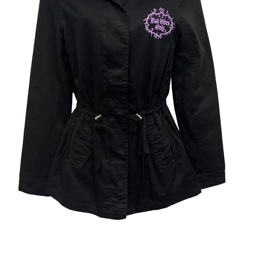 Disney Bad Vibes Only Villains Skull Cargo Utility Zip Up Parka Jacket Coat Rare - Image 9