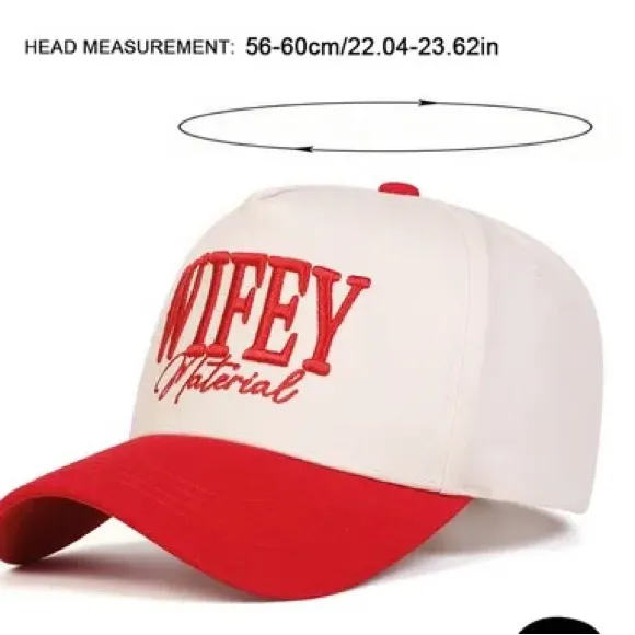 Wifey Material Trucker Hat Red White Embroidered Bride Bridal Bachelorette Cap - Image 3