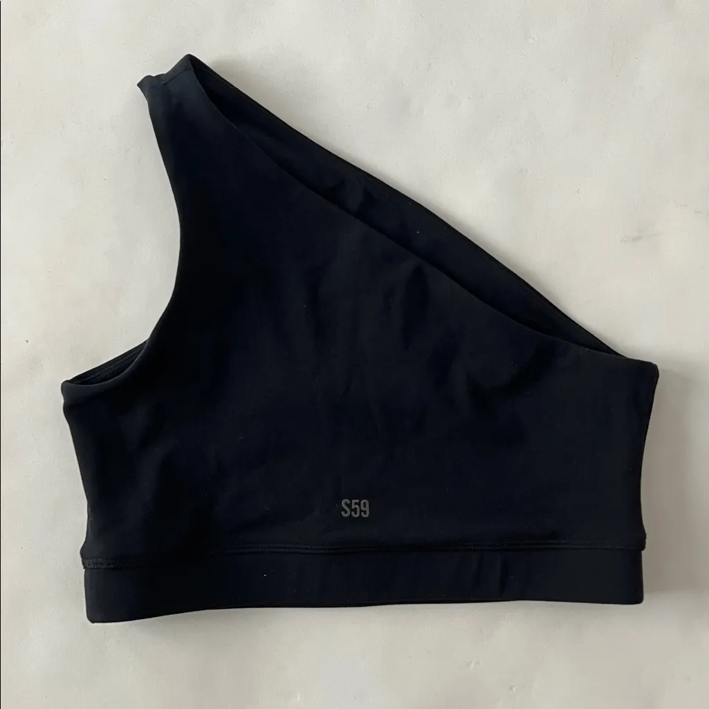 Splits59 Black Airweight One Shoulder Longline Sports Bra Tank XS - Image 5