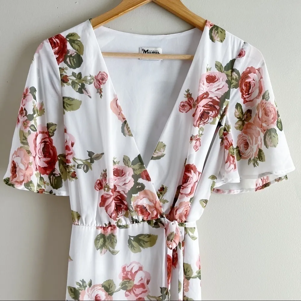 Show Me Your Mumu Rosie Posie Marianne Wrap Maxi Dress in Pink & White,‎ Size XS - Image 6