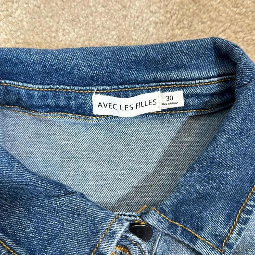 Avec Les Filles Denim Jumpsuit Shortsleeve Blue Cowgirl Cowboy Women Size 30 - Image 10