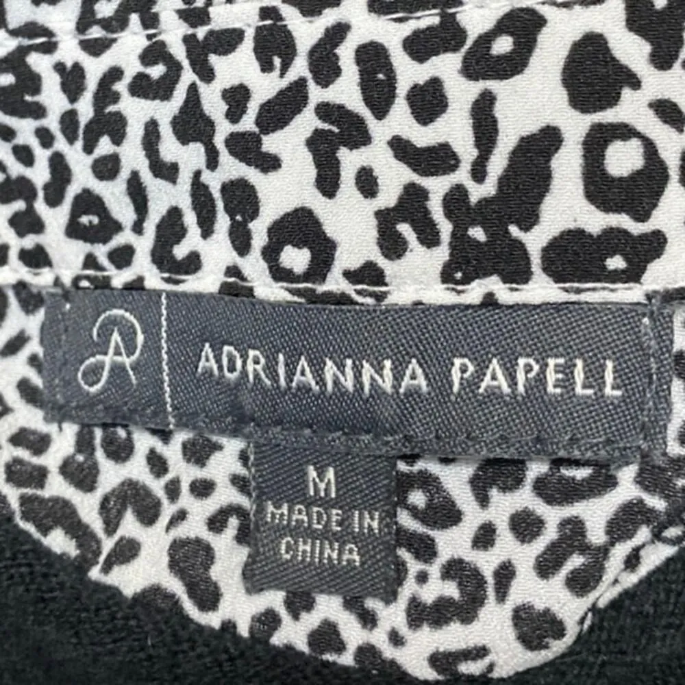 Adrianna Papell Black Leopard Animal Print Long Sleeve Sweater Shirt Top Size M - Image 5