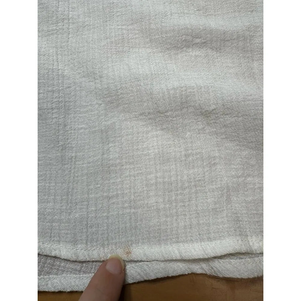 Mine White Floral Embroidery Cottagecore Prairie Boho Peasant Top Sheer Flaws - Image 10