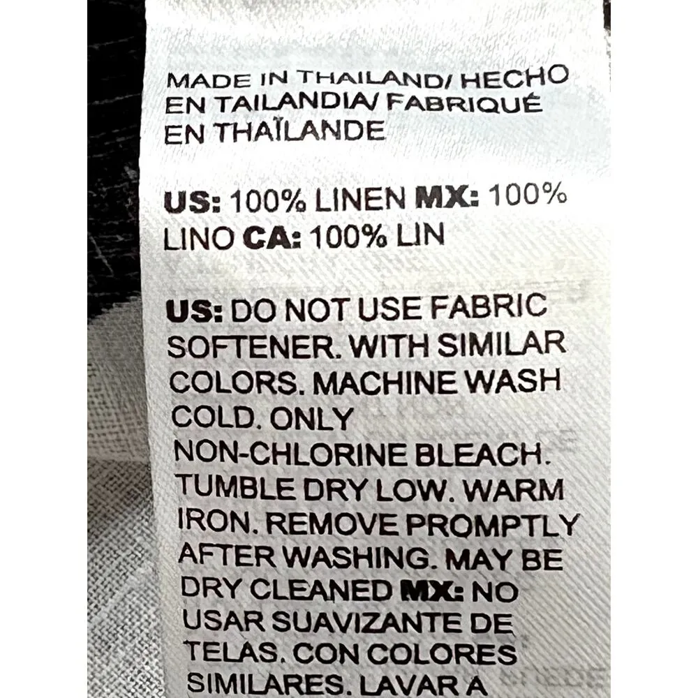 Chio's womens size 3 INked Leave shirt 100% non-iron linen white/black - Image 8