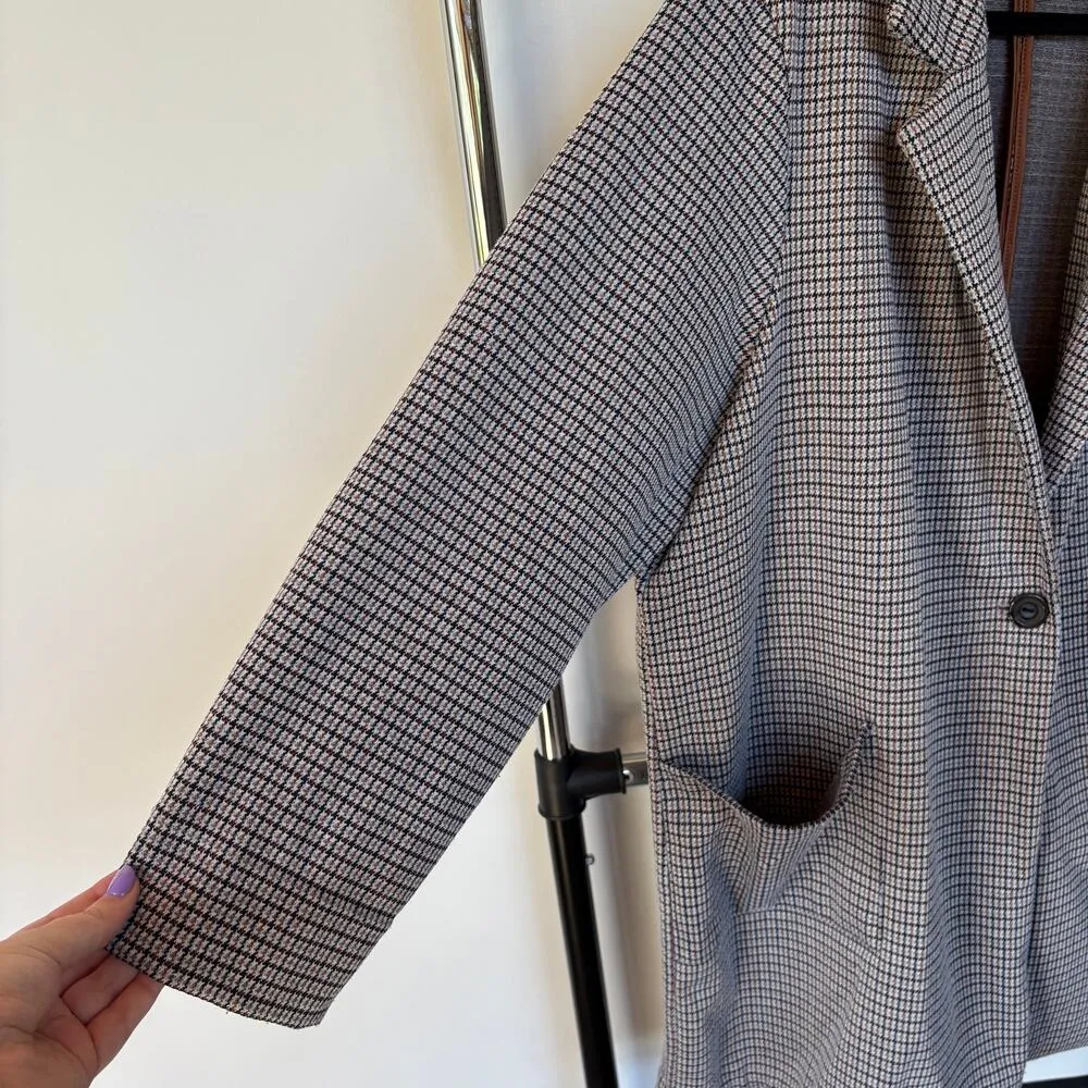 Philosophy Houndstooth Gray Long Coat Career Corpcore City Trench Classic 2X - Image 3