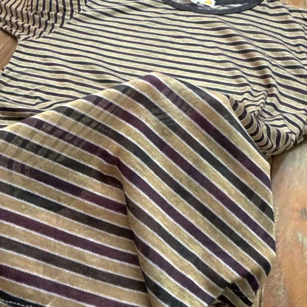 C&C California Women's Striped Top Long Sleeve L Purple Gray Tan - Image 5