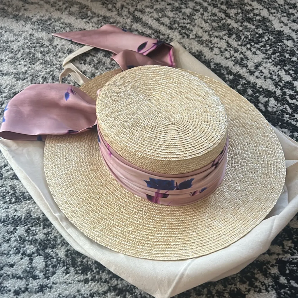 Gucci Straw Wide Brim Hat with Ribbon size M - Image 2