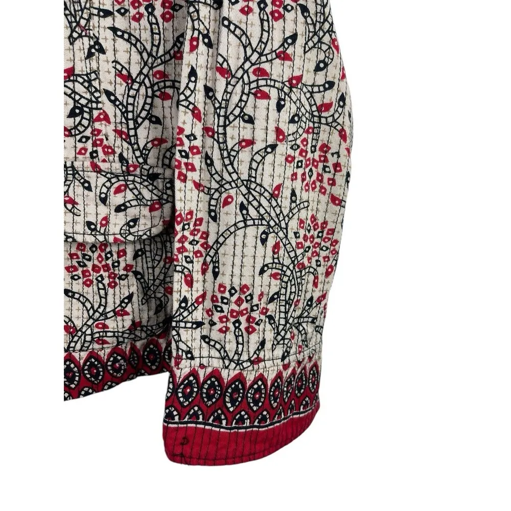 Keren Hart Red Black Floral Button Up Quilted Look Artsy 90s Top L Size L - Image 4