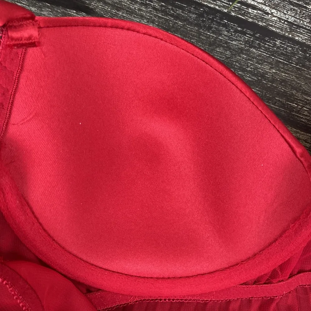 Cinema Etoile Red & Black Pleated Underwire Contour Cup Sleep Dress L Size L - Image 5