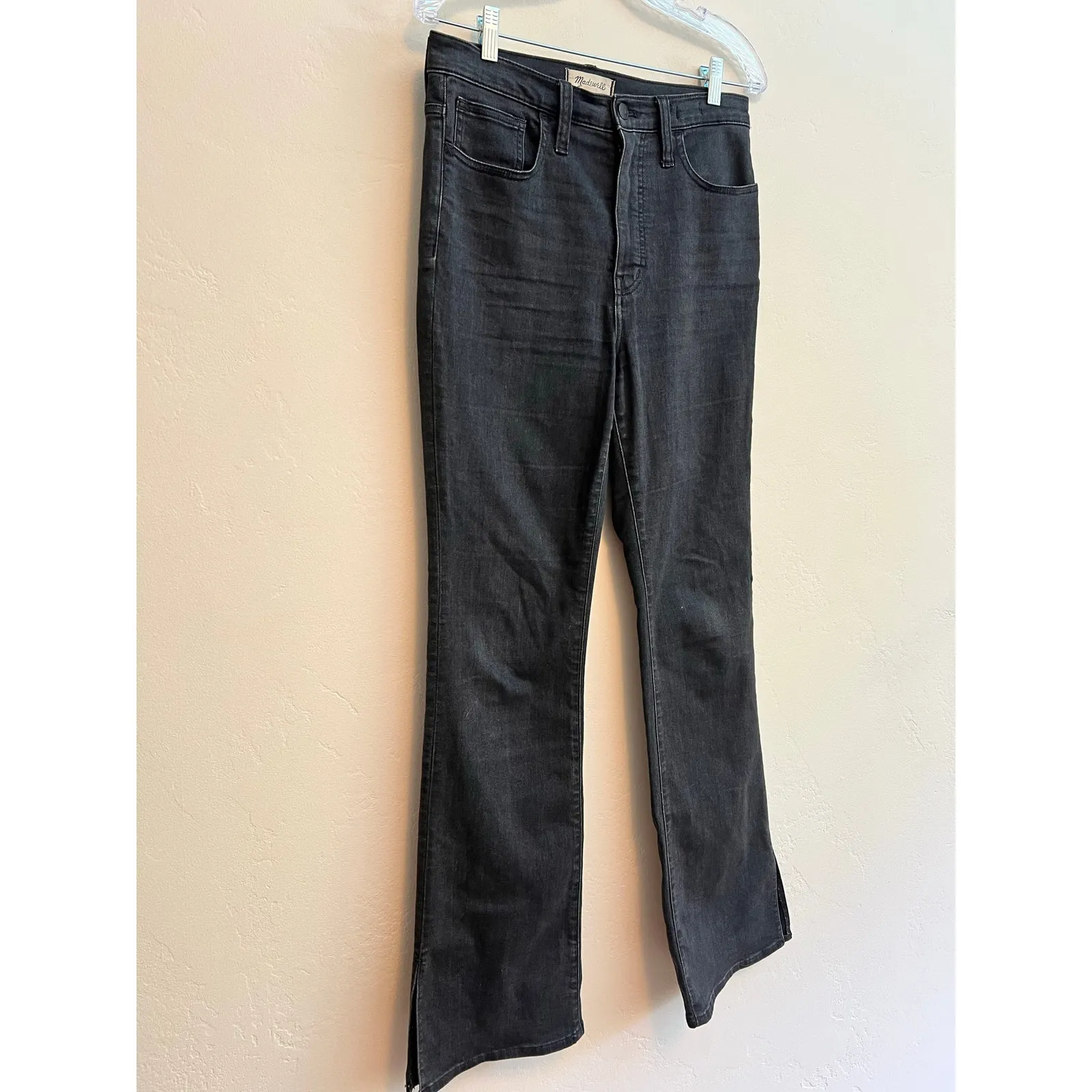 Madewell Skinny Flare Jeans in Bell haven Black Wash: Slit-Hem Edition Size: 28 - Image 5