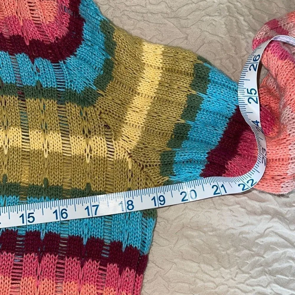 DKNY Jeans Womens Knitted‎ Sweater Hooded 3/4 Sleeve Multicolor Cotton Medium - Image 5